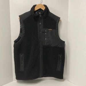 Kavu Mens Full Zip Sherpa Vest Fleece Canvas Outdoor Black Size Large